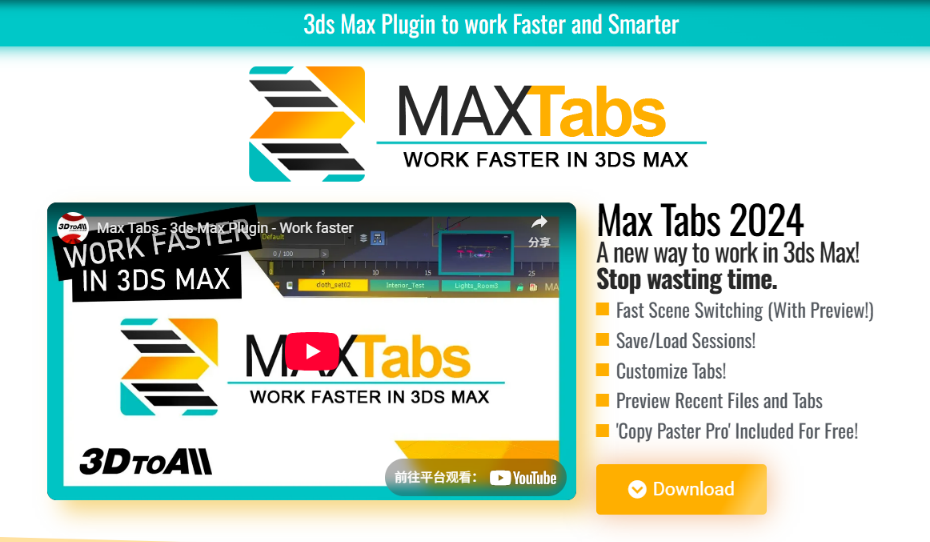 3DtoAll MAXTabs 2024 For 3DS MAX 2015-2024